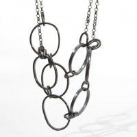 Oxidised Silver Pebble and Knot Necklace